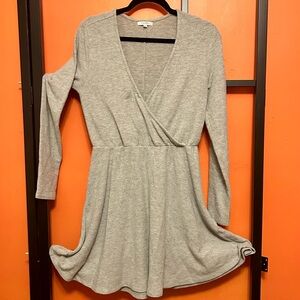 Soft Fleece Wrap Dress – Gray